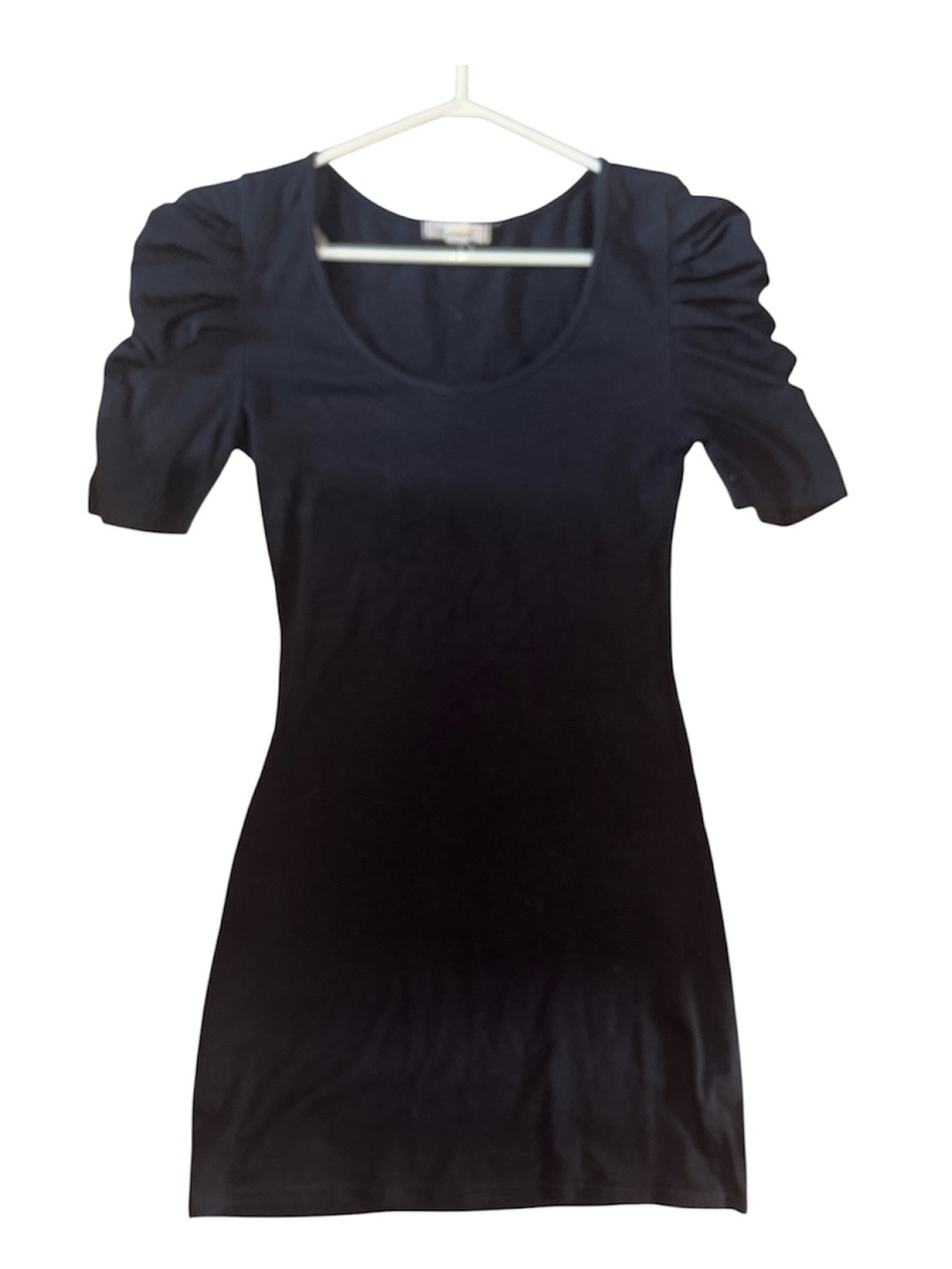 Black Scoop Neck Puff Sleeve Bodycon Dress
